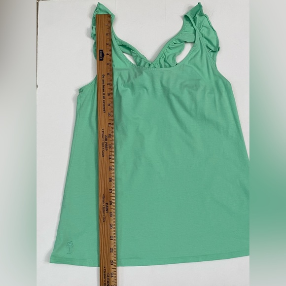 LILLY PULITZER SCULLY tank top Ruffle Green women’s size M 100% prima cotton - Picture 3 of 10